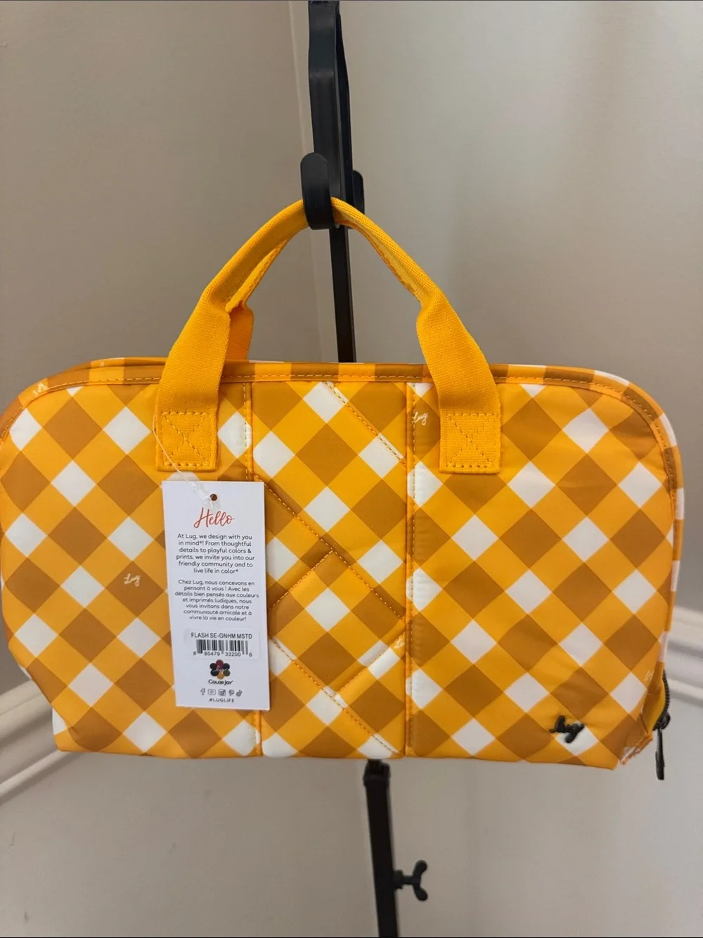 lug Gingham mustard flash se  Carry-All cosmetic case
